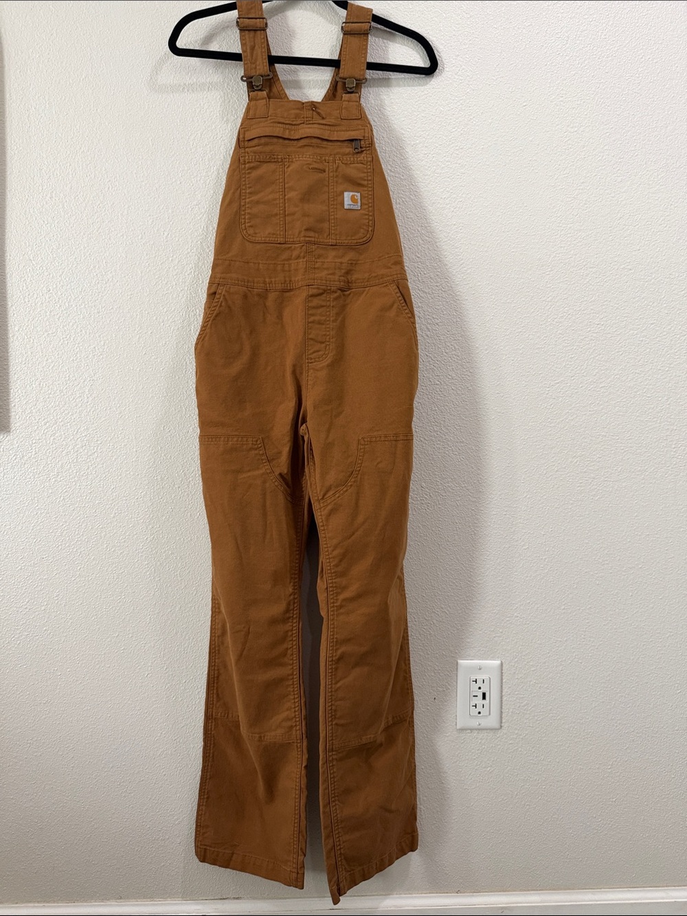 Carhartt Women’s Rugged Flex Loose Fit Tan/Brown Canvas Bib Overalls - XS(0-2)